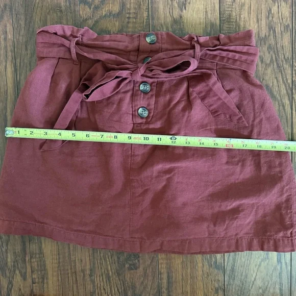 American Eagle Womens M Cotton Linen Belted Lined Mini Skirt Rust Burnt Orange - Picture 9 of 10
